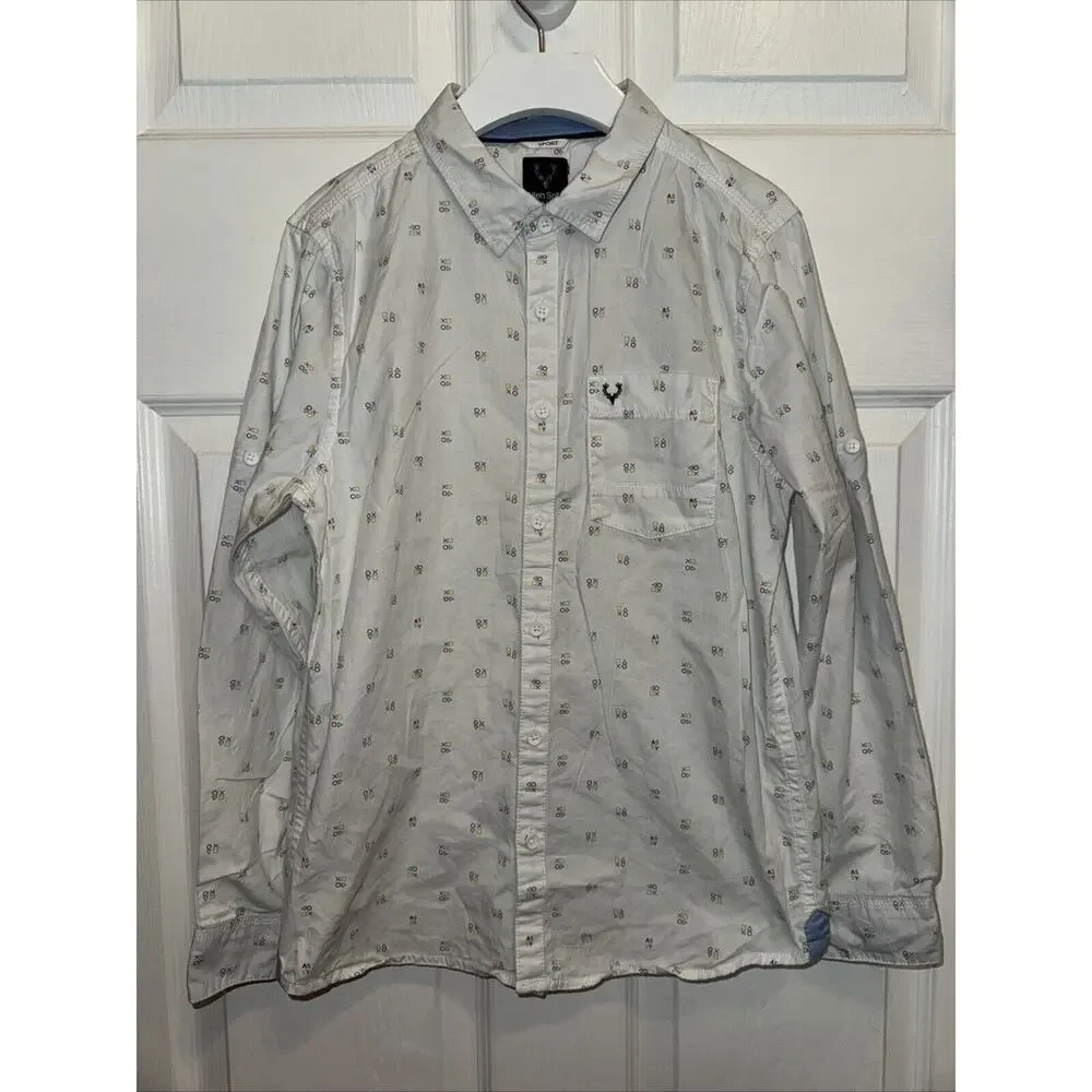 Allen‎ Solly Junior Boys Button Up Collared Shirt White Print Size 11-12Y